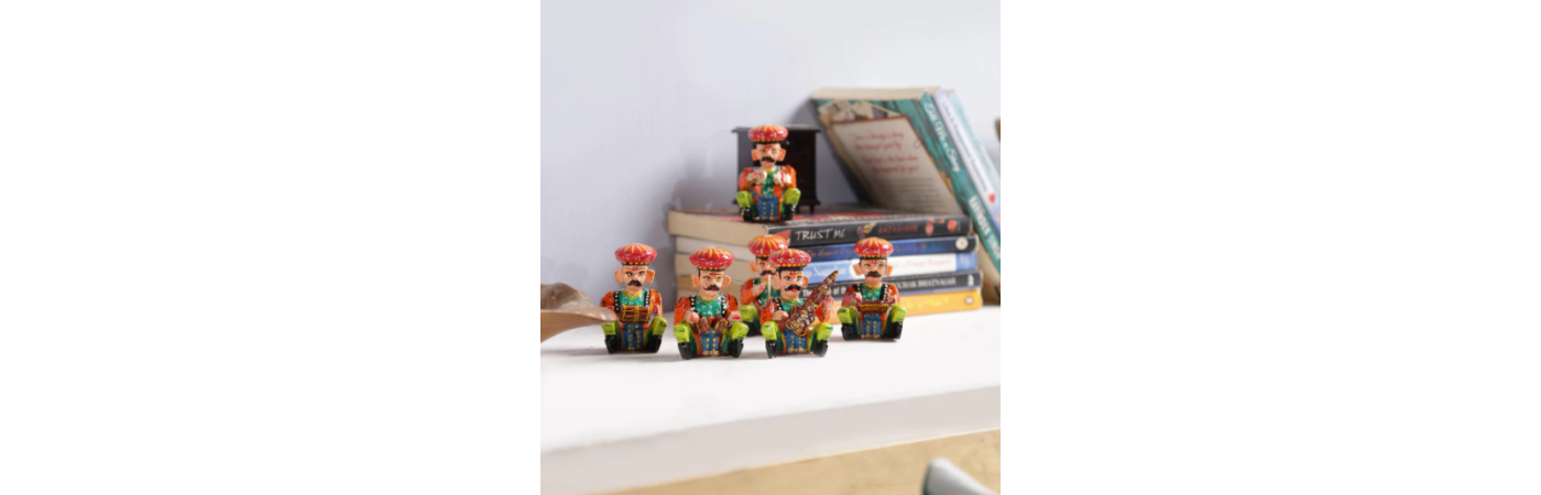 Multicolour Wood Figurines Set of 6
